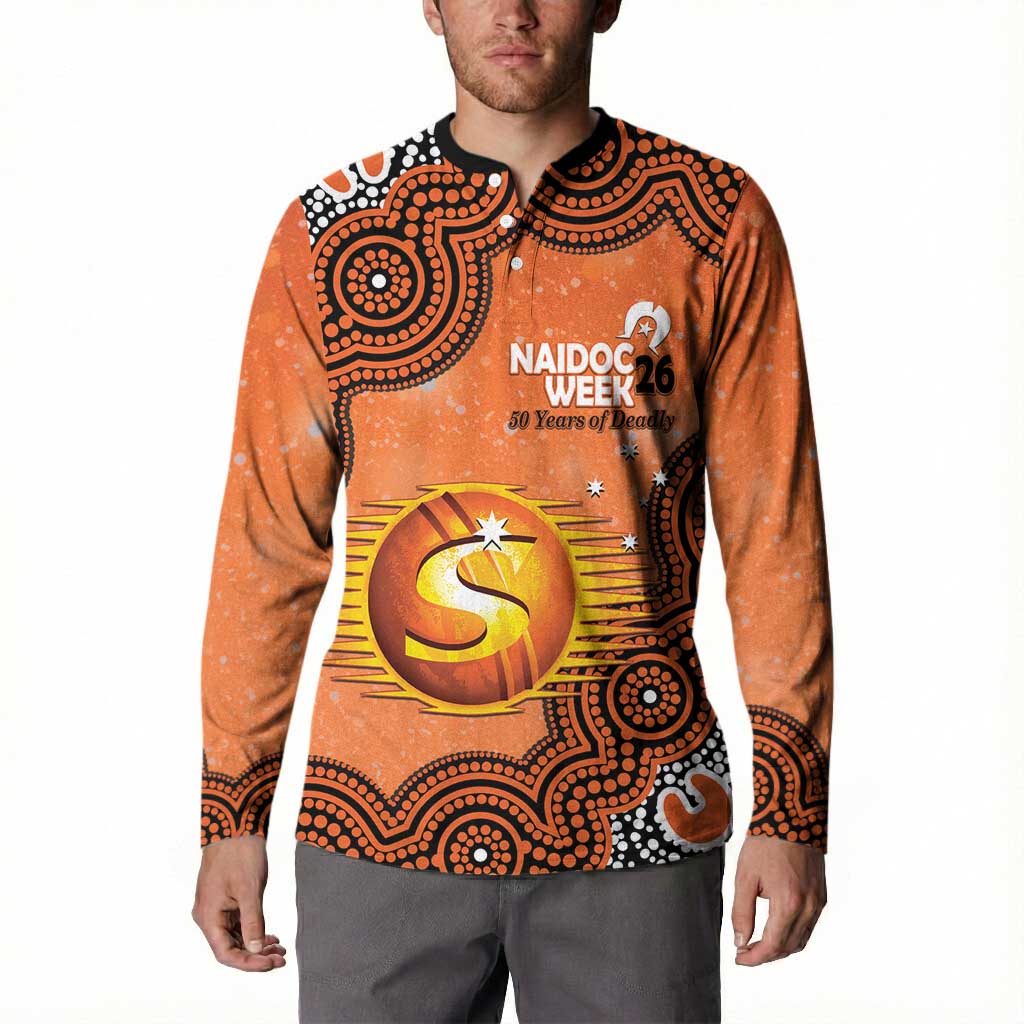 Perth Scorchers NAIDOC Week 2026 Custom Button Sweatshirt 50 Years Deadly Indigenous Art Glitter Effect