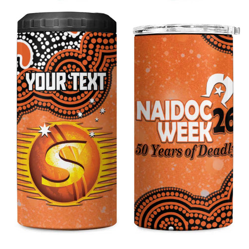 Perth Scorchers NAIDOC Week 2026 Custom 4 in 1 Can Cooler Tumbler 50 Years Deadly Indigenous Art Glitter Effect