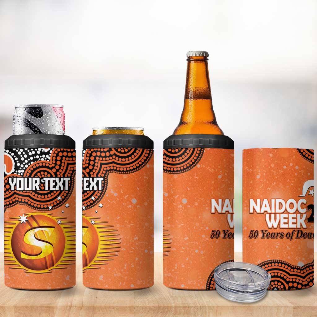 Perth Scorchers NAIDOC Week 2026 Custom 4 in 1 Can Cooler Tumbler 50 Years Deadly Indigenous Art Glitter Effect