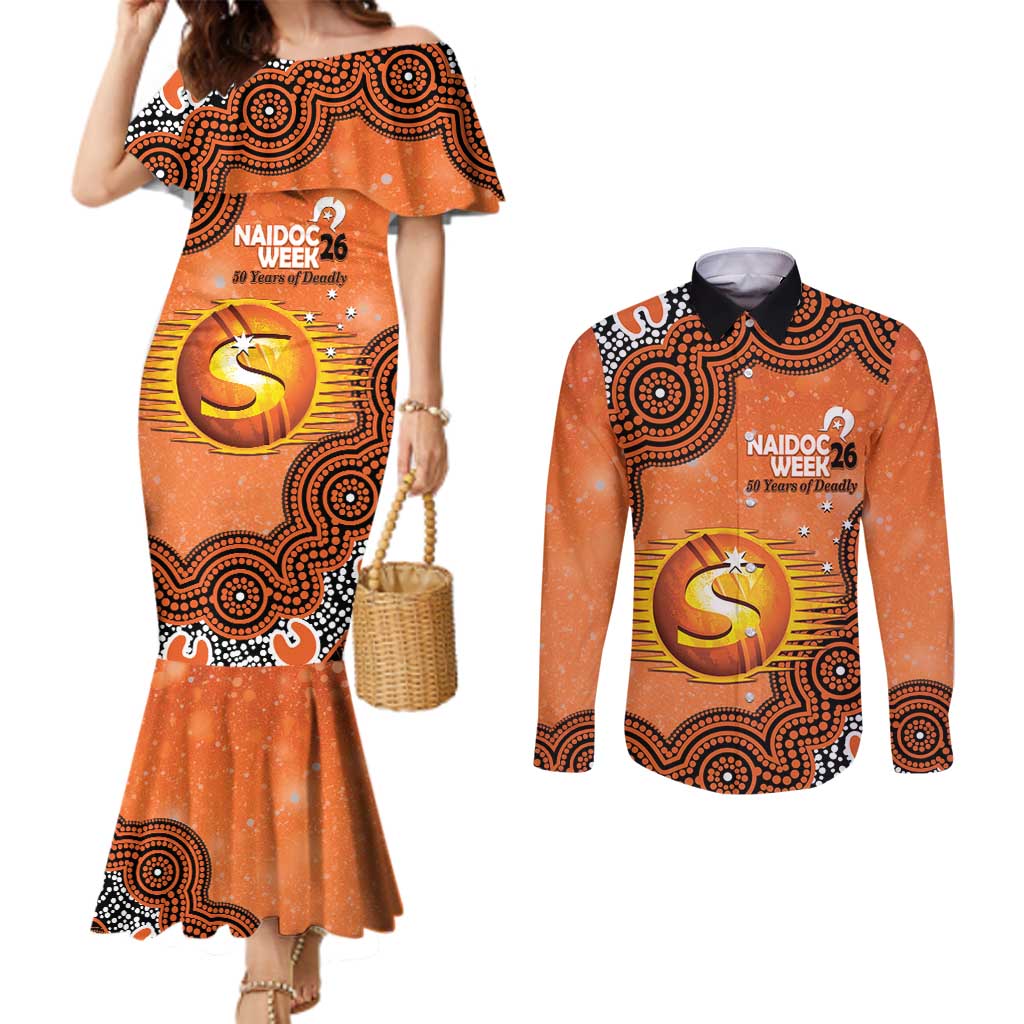 Perth Scorchers NAIDOC Week 2026 Custom Couples Matching Mermaid Dress and Long Sleeve Button Shirt 50 Years Deadly Indigenous Art Glitter Effect