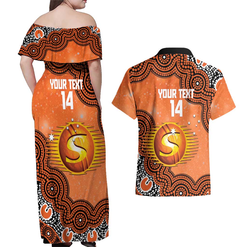 Perth Scorchers NAIDOC Week 2026 Custom Couples Matching Off Shoulder Maxi Dress and Hawaiian Shirt 50 Years Deadly Indigenous Art Glitter Effect