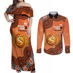 Perth Scorchers NAIDOC Week 2026 Custom Couples Matching Off Shoulder Maxi Dress and Long Sleeve Button Shirt 50 Years Deadly Indigenous Art Glitter Effect