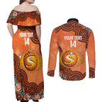 Perth Scorchers NAIDOC Week 2026 Custom Couples Matching Off Shoulder Maxi Dress and Long Sleeve Button Shirt 50 Years Deadly Indigenous Art Glitter Effect
