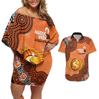 Perth Scorchers NAIDOC Week 2026 Custom Couples Matching Off Shoulder Short Dress and Hawaiian Shirt 50 Years Deadly Indigenous Art Glitter Effect