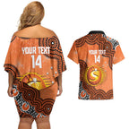Perth Scorchers NAIDOC Week 2026 Custom Couples Matching Off Shoulder Short Dress and Hawaiian Shirt 50 Years Deadly Indigenous Art Glitter Effect