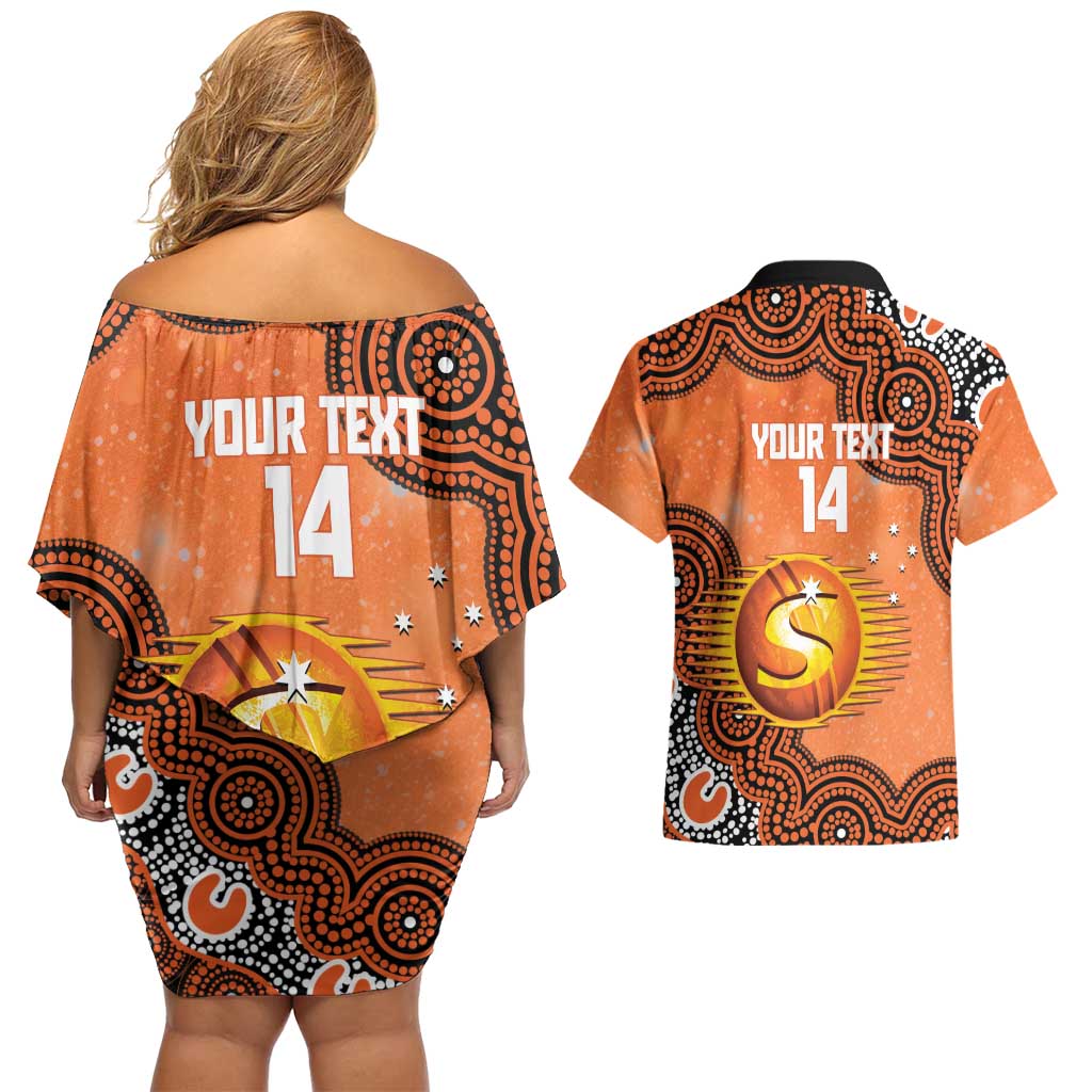 Perth Scorchers NAIDOC Week 2026 Custom Couples Matching Off Shoulder Short Dress and Hawaiian Shirt 50 Years Deadly Indigenous Art Glitter Effect