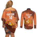 Perth Scorchers NAIDOC Week 2026 Custom Couples Matching Off Shoulder Short Dress and Long Sleeve Button Shirt 50 Years Deadly Indigenous Art Glitter Effect