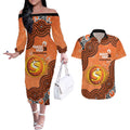 Perth Scorchers NAIDOC Week 2026 Custom Couples Matching Off The Shoulder Long Sleeve Dress and Hawaiian Shirt 50 Years Deadly Indigenous Art Glitter Effect
