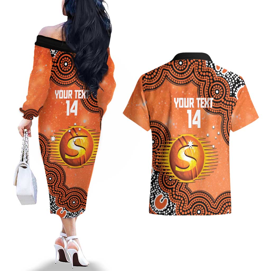Perth Scorchers NAIDOC Week 2026 Custom Couples Matching Off The Shoulder Long Sleeve Dress and Hawaiian Shirt 50 Years Deadly Indigenous Art Glitter Effect