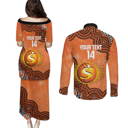 Perth Scorchers NAIDOC Week 2026 Custom Couples Matching Puletasi and Long Sleeve Button Shirt 50 Years Deadly Indigenous Art Glitter Effect