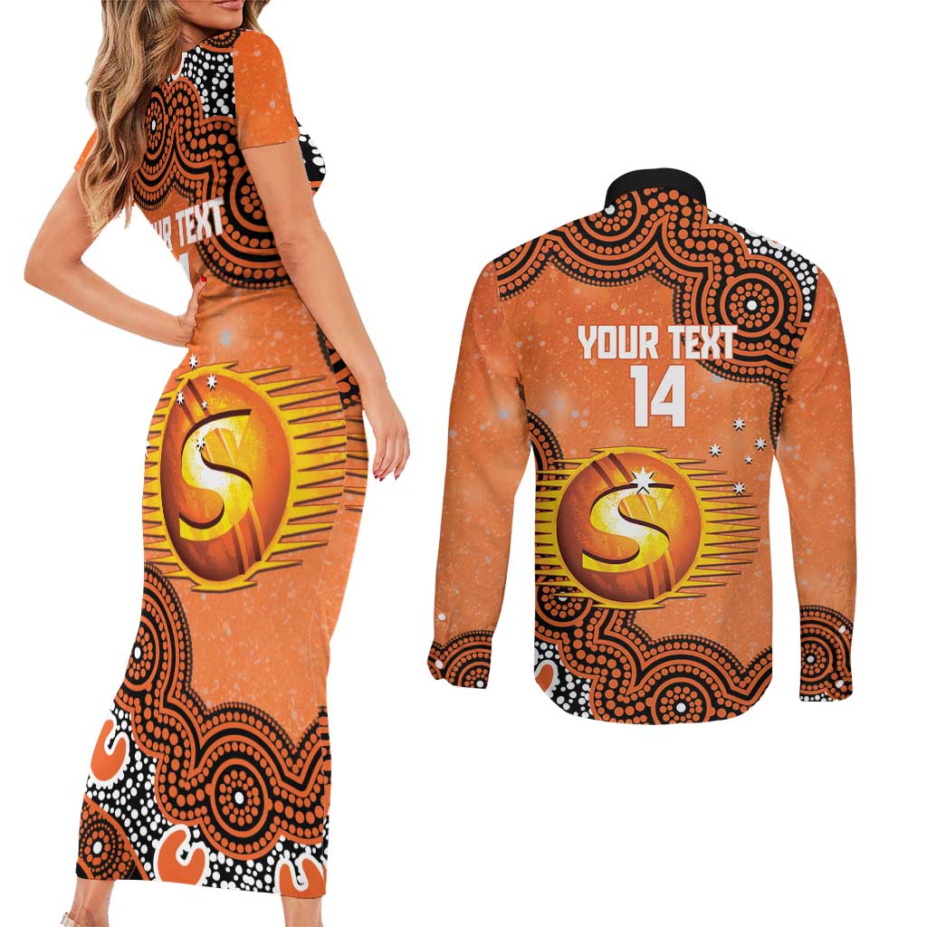 Perth Scorchers NAIDOC Week 2026 Custom Couples Matching Short Sleeve Bodycon Dress and Long Sleeve Button Shirt 50 Years Deadly Indigenous Art Glitter Effect