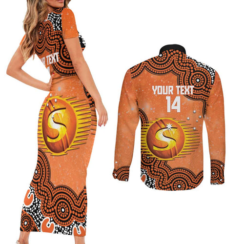 Perth Scorchers NAIDOC Week 2026 Custom Couples Matching Short Sleeve Bodycon Dress and Long Sleeve Button Shirt 50 Years Deadly Indigenous Art Glitter Effect