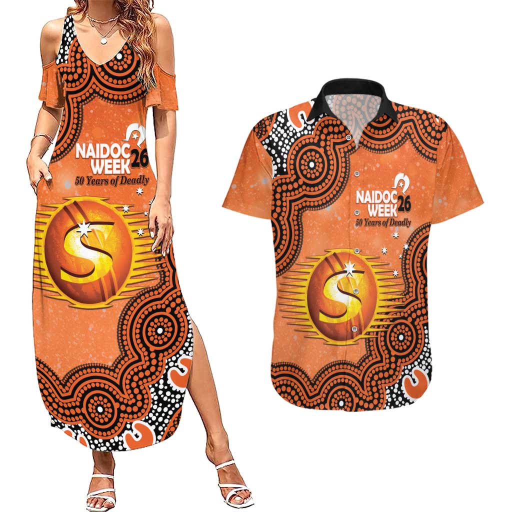 Perth Scorchers NAIDOC Week 2026 Custom Couples Matching Summer Maxi Dress and Hawaiian Shirt 50 Years Deadly Indigenous Art Glitter Effect