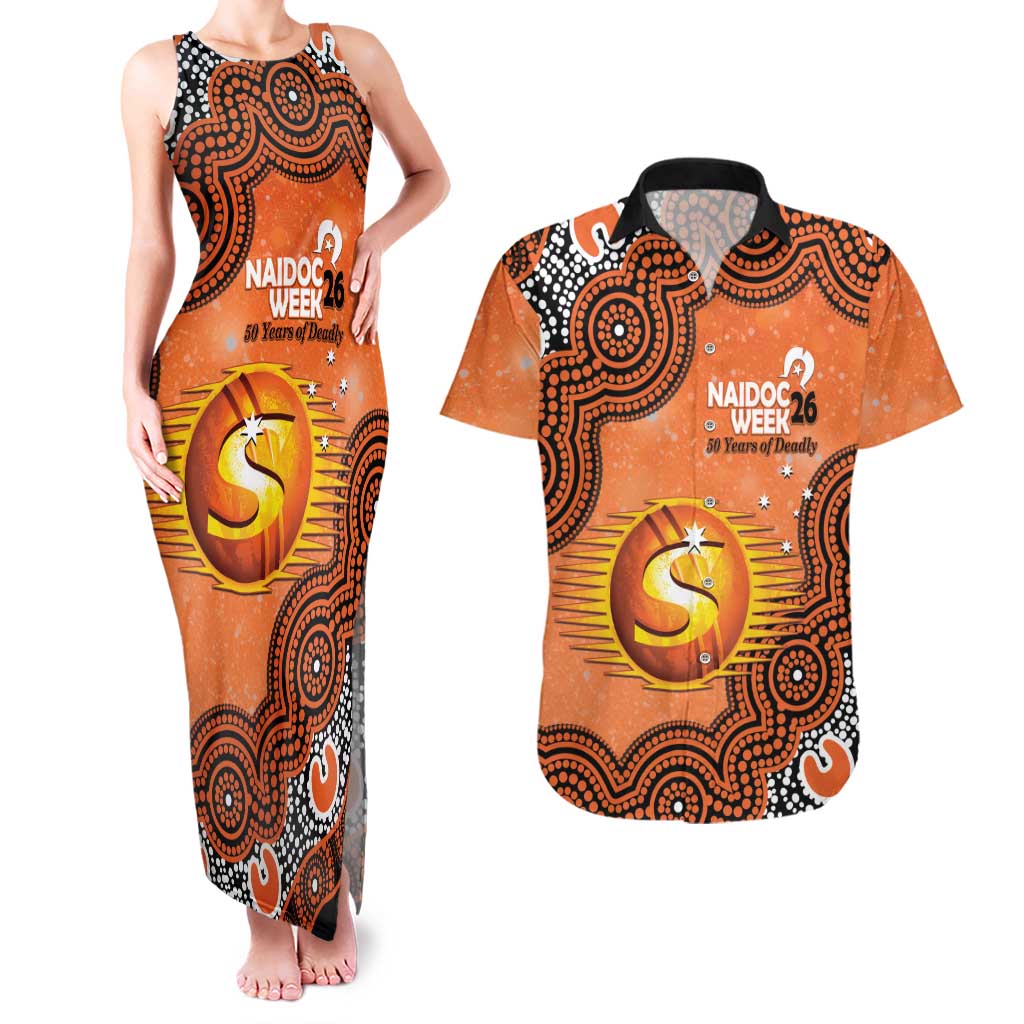 Perth Scorchers NAIDOC Week 2026 Custom Couples Matching Tank Maxi Dress and Hawaiian Shirt 50 Years Deadly Indigenous Art Glitter Effect