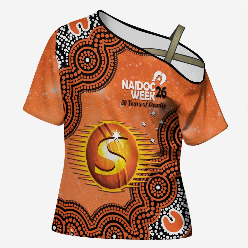 Perth Scorchers NAIDOC Week 2026 Custom Cross Shoulder Shirt 50 Years Deadly Indigenous Art Glitter Effect