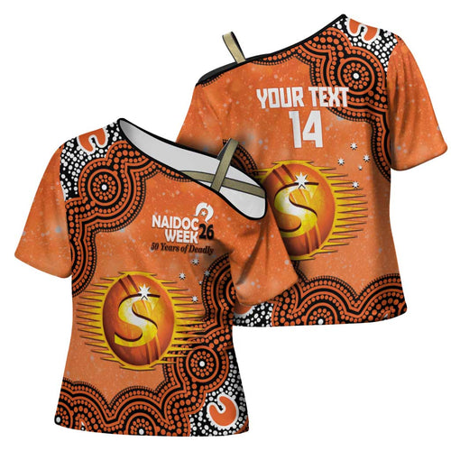 Perth Scorchers NAIDOC Week 2026 Custom Cross Shoulder Shirt 50 Years Deadly Indigenous Art Glitter Effect