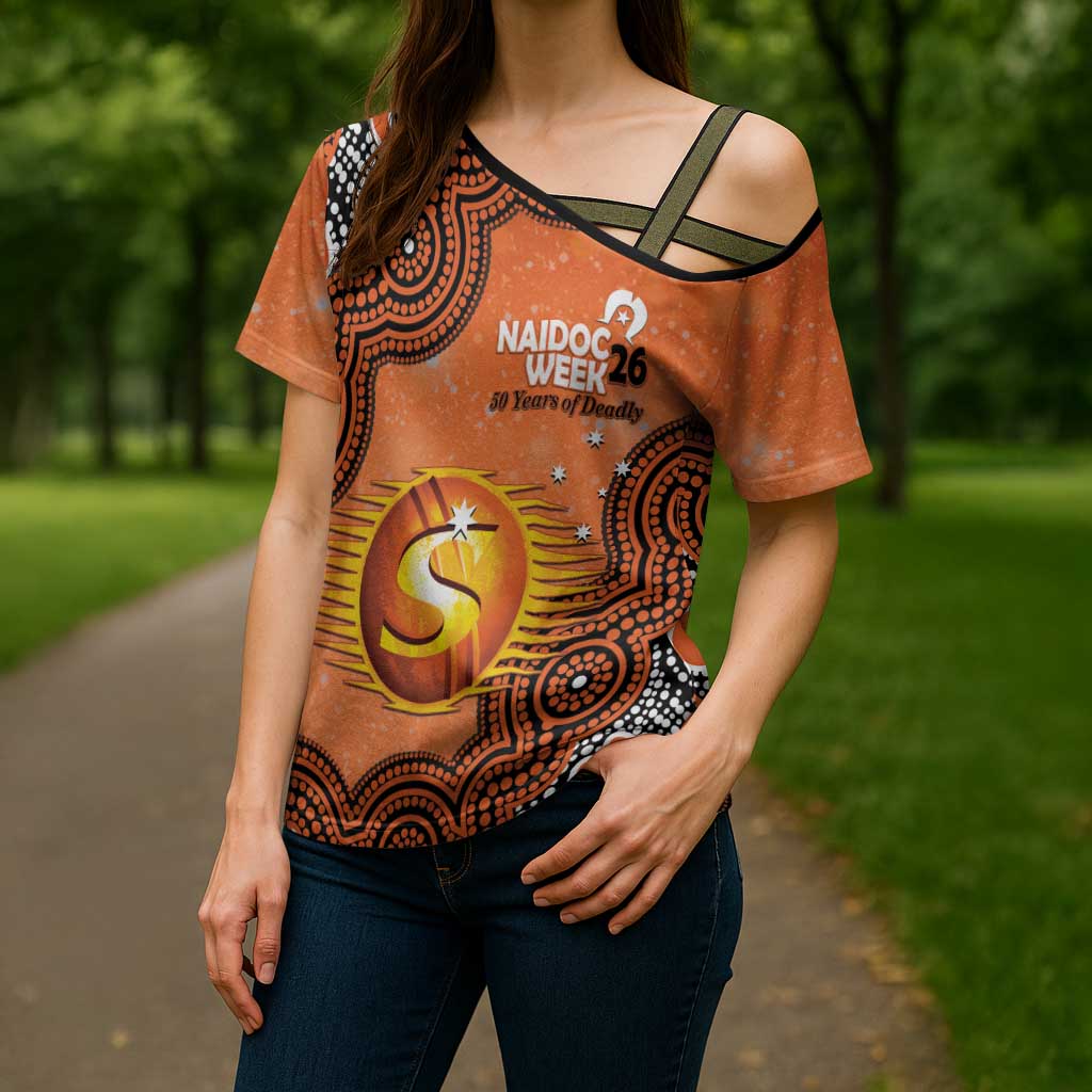 Perth Scorchers NAIDOC Week 2026 Custom Cross Shoulder Shirt 50 Years Deadly Indigenous Art Glitter Effect