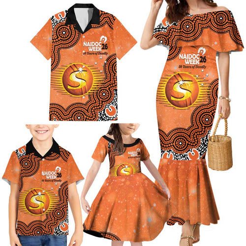 Perth Scorchers NAIDOC Week 2026 Custom Family Matching Mermaid Dress and Hawaiian Shirt 50 Years Deadly Indigenous Art Glitter Effect