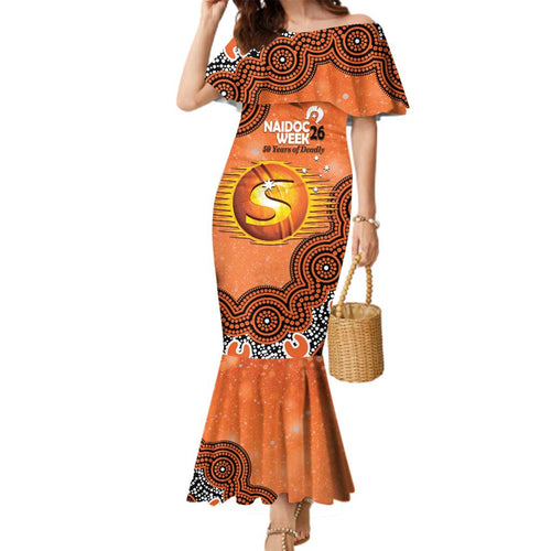 Perth Scorchers NAIDOC Week 2026 Custom Family Matching Mermaid Dress and Hawaiian Shirt 50 Years Deadly Indigenous Art Glitter Effect