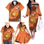 Perth Scorchers NAIDOC Week 2026 Custom Family Matching Off The Shoulder Long Sleeve Dress and Hawaiian Shirt 50 Years Deadly Indigenous Art Glitter Effect