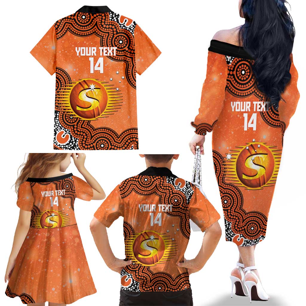 Perth Scorchers NAIDOC Week 2026 Custom Family Matching Off The Shoulder Long Sleeve Dress and Hawaiian Shirt 50 Years Deadly Indigenous Art Glitter Effect