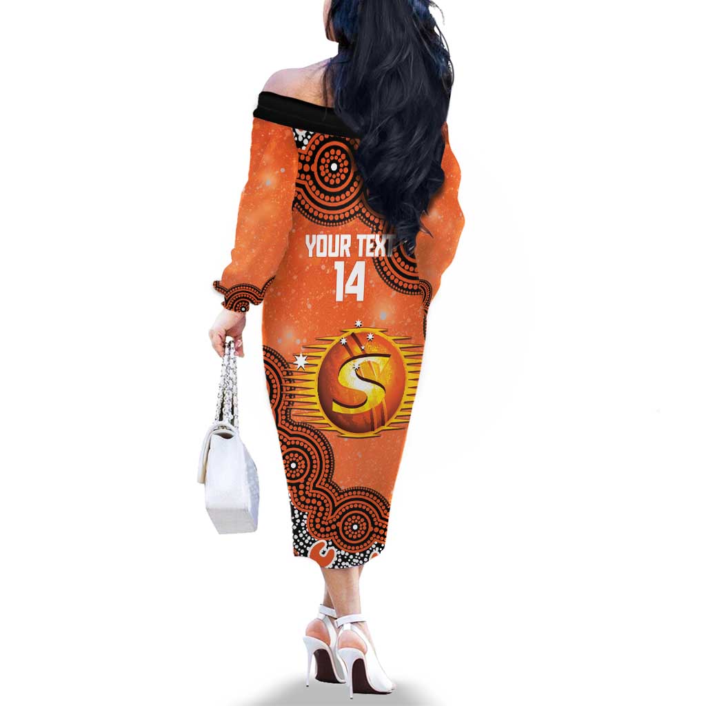 Perth Scorchers NAIDOC Week 2026 Custom Family Matching Off The Shoulder Long Sleeve Dress and Hawaiian Shirt 50 Years Deadly Indigenous Art Glitter Effect