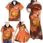 Perth Scorchers NAIDOC Week 2026 Custom Family Matching Off Shoulder Maxi Dress and Hawaiian Shirt 50 Years Deadly Indigenous Art Glitter Effect