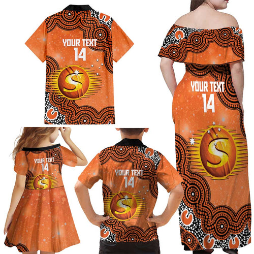 Perth Scorchers NAIDOC Week 2026 Custom Family Matching Off Shoulder Maxi Dress and Hawaiian Shirt 50 Years Deadly Indigenous Art Glitter Effect