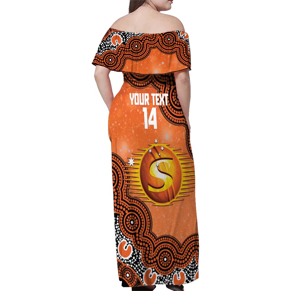Perth Scorchers NAIDOC Week 2026 Custom Family Matching Off Shoulder Maxi Dress and Hawaiian Shirt 50 Years Deadly Indigenous Art Glitter Effect