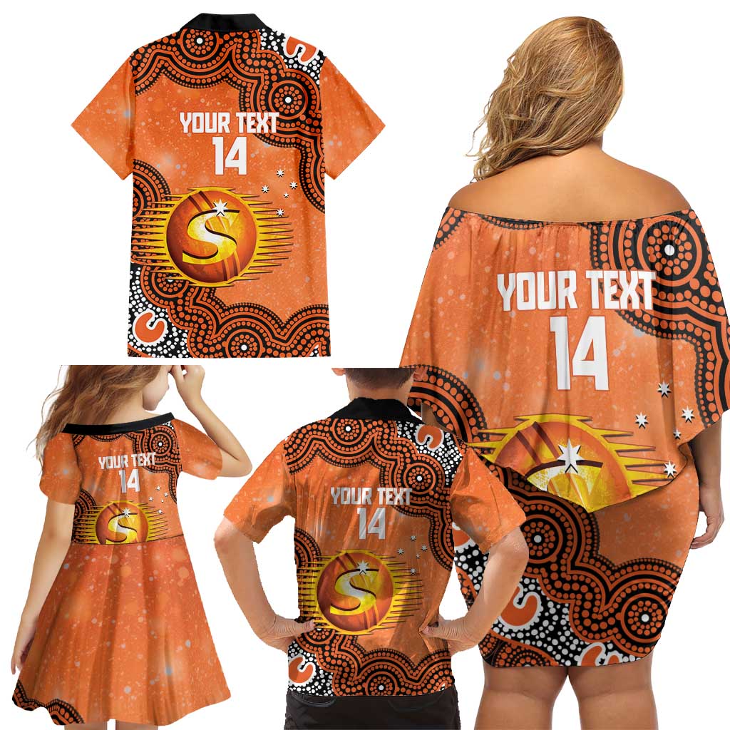Perth Scorchers NAIDOC Week 2026 Custom Family Matching Off Shoulder Short Dress and Hawaiian Shirt 50 Years Deadly Indigenous Art Glitter Effect