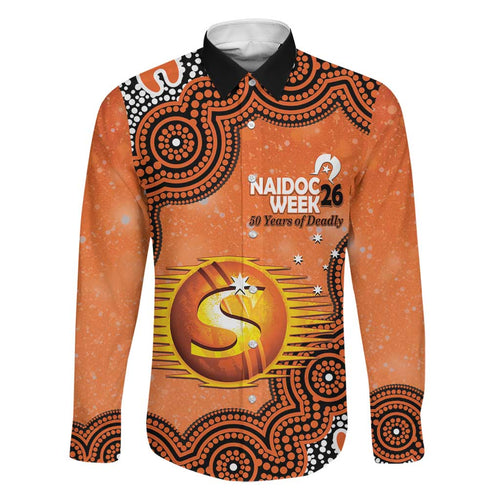 Perth Scorchers NAIDOC Week 2026 Custom Family Matching Off Shoulder Short Dress and Hawaiian Shirt 50 Years Deadly Indigenous Art Glitter Effect