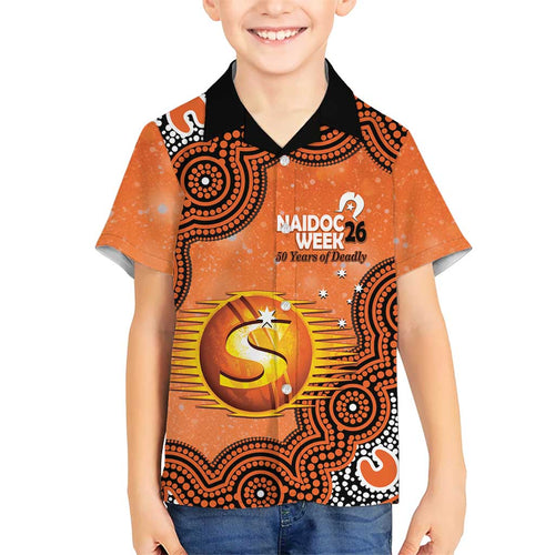 Perth Scorchers NAIDOC Week 2026 Custom Family Matching Short Sleeve Bodycon Dress and Hawaiian Shirt 50 Years Deadly Indigenous Art Glitter Effect