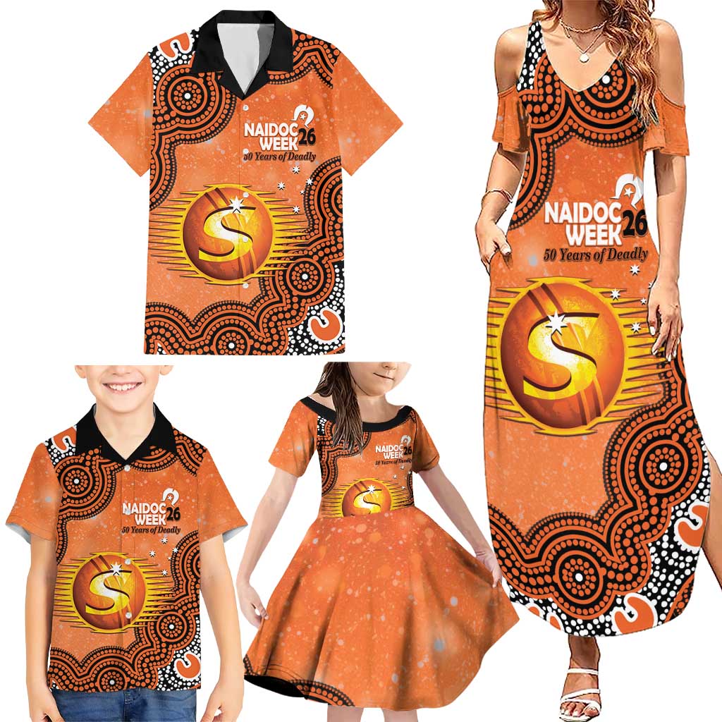 Perth Scorchers NAIDOC Week 2026 Custom Family Matching Summer Maxi Dress and Hawaiian Shirt 50 Years Deadly Indigenous Art Glitter Effect
