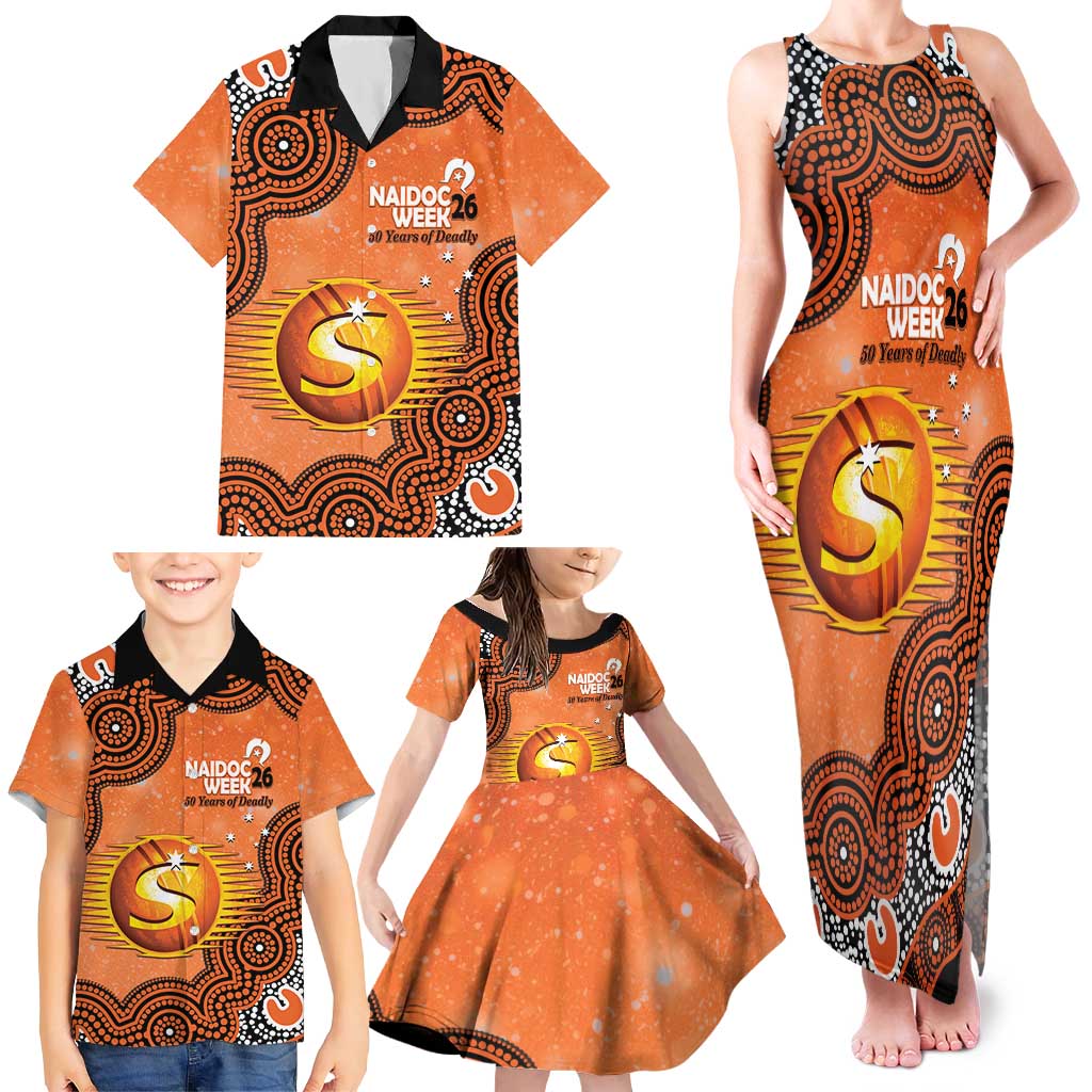 Perth Scorchers NAIDOC Week 2026 Custom Family Matching Tank Maxi Dress and Hawaiian Shirt 50 Years Deadly Indigenous Art Glitter Effect