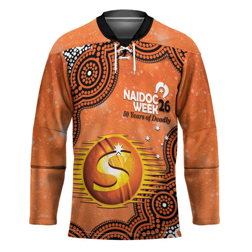 Perth Scorchers NAIDOC Week 2026 Custom Hockey Jersey 50 Years Deadly Indigenous Art Glitter Effect