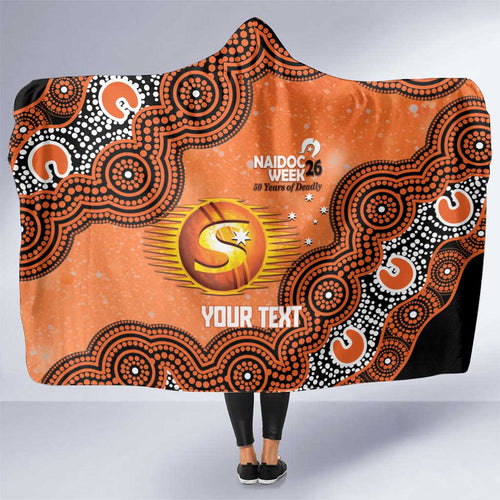Perth Scorchers NAIDOC Week 2026 Custom Hooded Blanket 50 Years Deadly Indigenous Art Glitter Effect