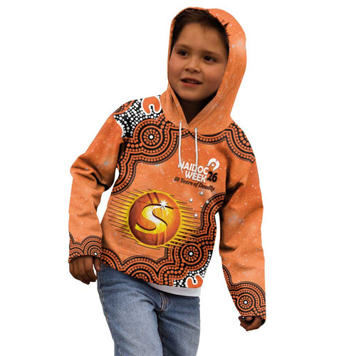 Perth Scorchers NAIDOC Week 2026 Custom Kid Hoodie 50 Years Deadly Indigenous Art Glitter Effect