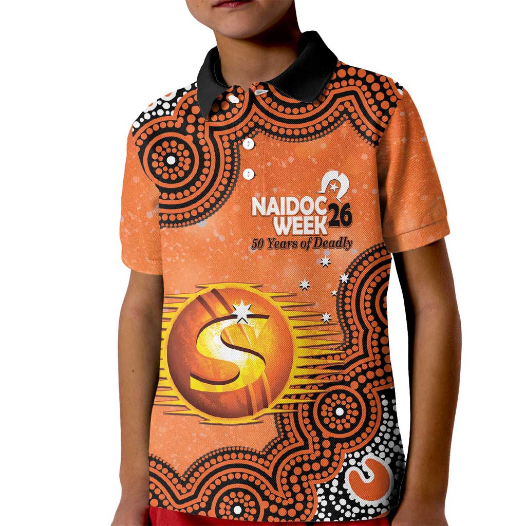 Perth Scorchers NAIDOC Week 2026 Custom Kid Polo Shirt 50 Years Deadly Indigenous Art Glitter Effect