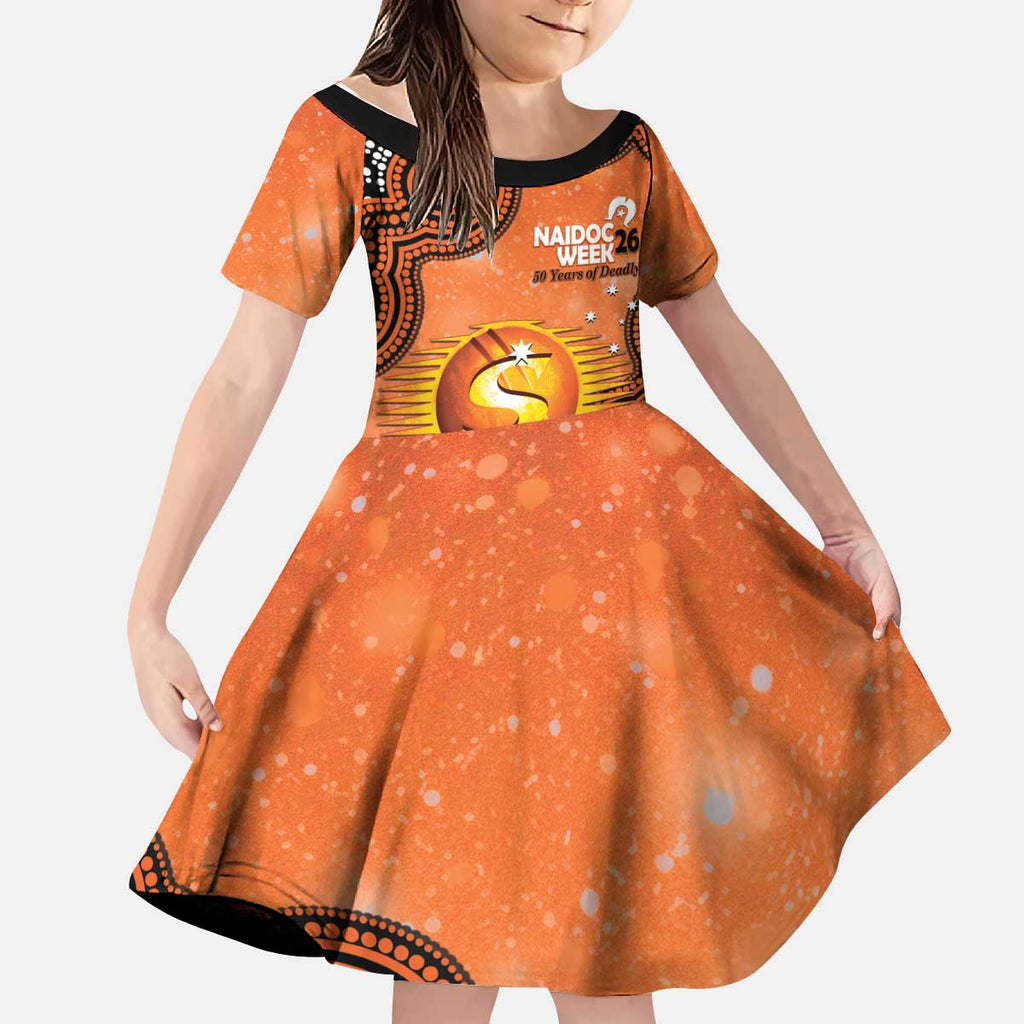 Perth Scorchers NAIDOC Week 2026 Custom Kid Short Sleeve Dress 50 Years Deadly Indigenous Art Glitter Effect