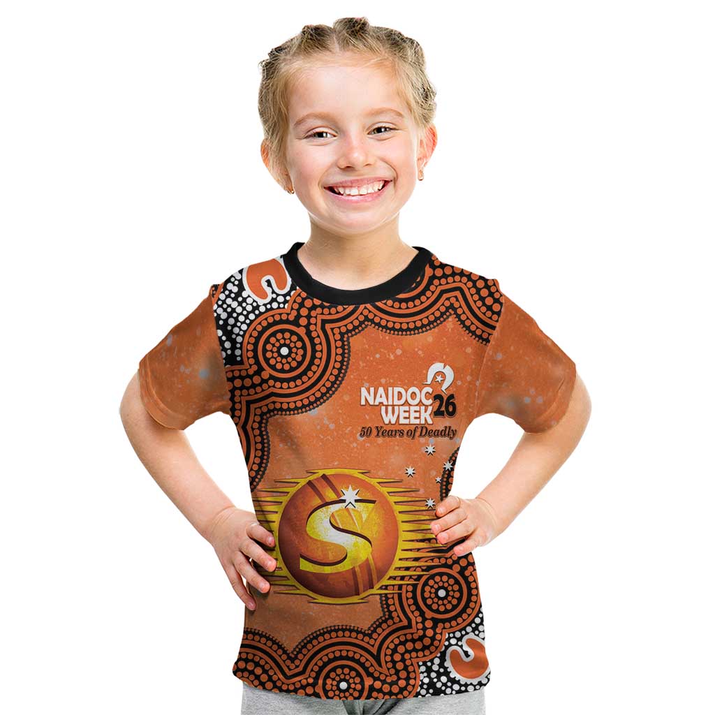 Perth Scorchers NAIDOC Week 2026 Custom Kid T Shirt 50 Years Deadly Indigenous Art Glitter Effect