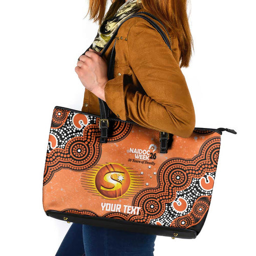 Perth Scorchers NAIDOC Week 2026 Custom Leather Tote Bag 50 Years Deadly Indigenous Art Glitter Effect