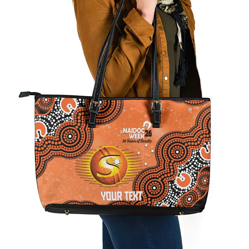 Perth Scorchers NAIDOC Week 2026 Custom Leather Tote Bag 50 Years Deadly Indigenous Art Glitter Effect