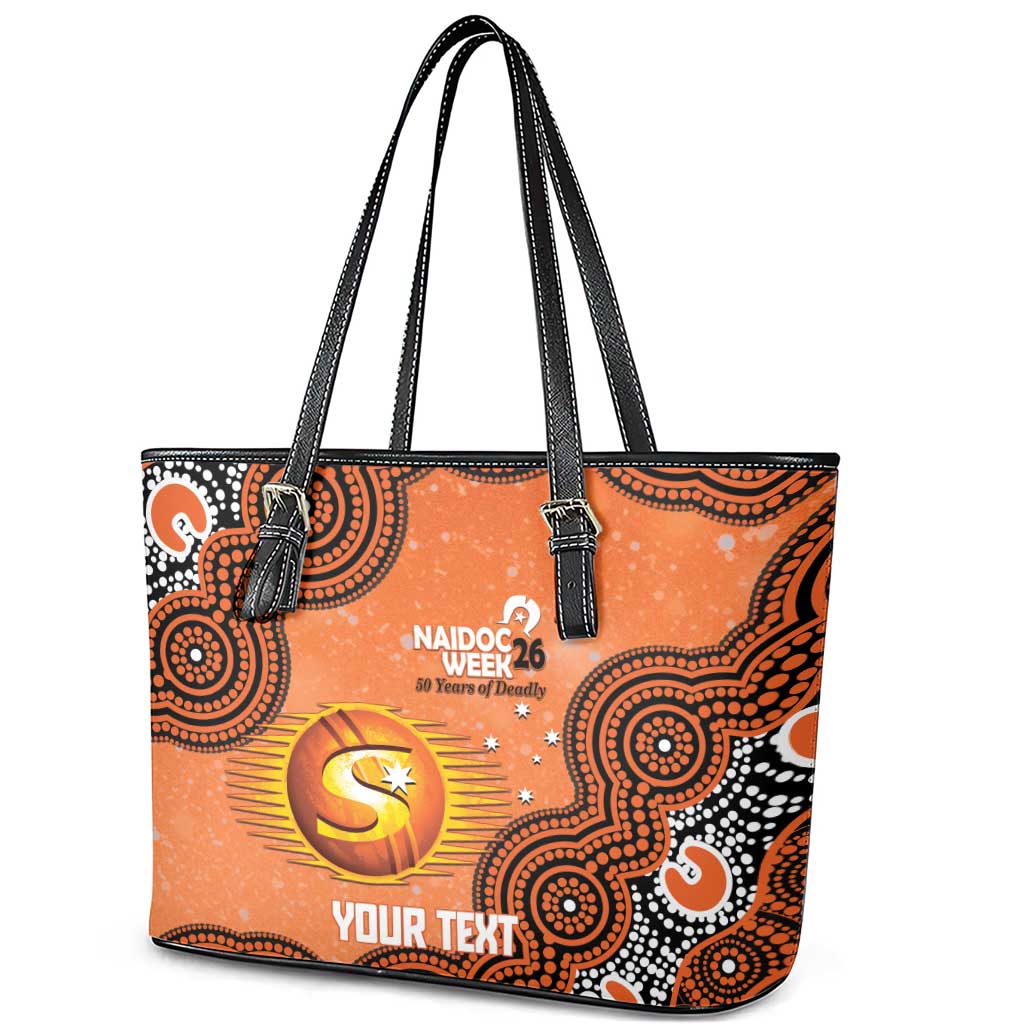 Perth Scorchers NAIDOC Week 2026 Custom Leather Tote Bag 50 Years Deadly Indigenous Art Glitter Effect