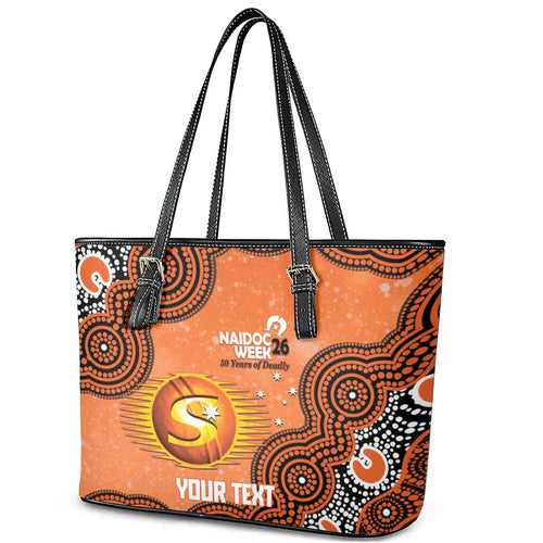 Perth Scorchers NAIDOC Week 2026 Custom Leather Tote Bag 50 Years Deadly Indigenous Art Glitter Effect