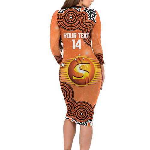 Perth Scorchers NAIDOC Week 2026 Custom Long Sleeve Bodycon Dress 50 Years Deadly Indigenous Art Glitter Effect