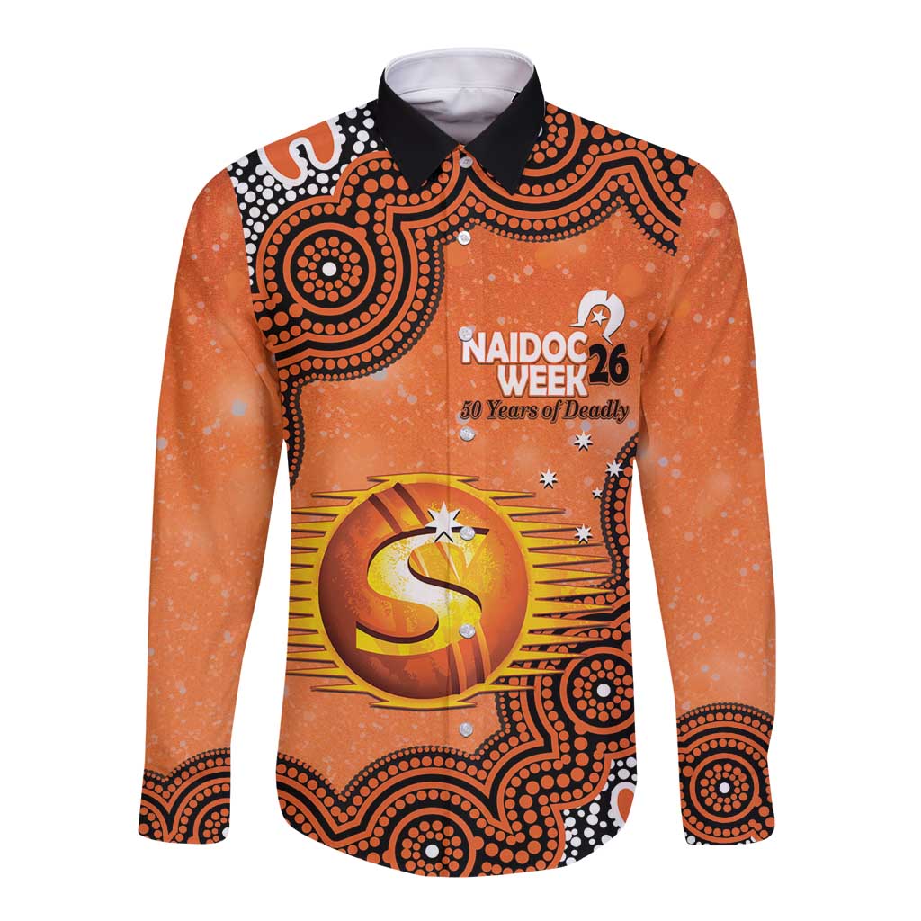Perth Scorchers NAIDOC Week 2026 Custom Long Sleeve Button Shirt 50 Years Deadly Indigenous Art Glitter Effect