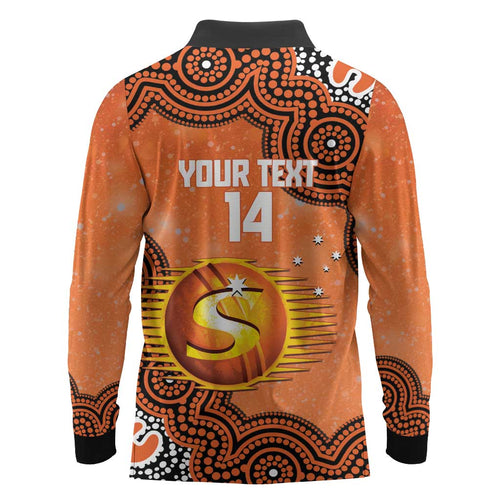 Perth Scorchers NAIDOC Week 2026 Custom Long Sleeve Polo Shirt 50 Years Deadly Indigenous Art Glitter Effect