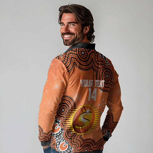 Perth Scorchers NAIDOC Week 2026 Custom Long Sleeve Polo Shirt 50 Years Deadly Indigenous Art Glitter Effect