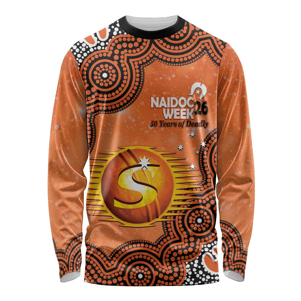 Perth Scorchers NAIDOC Week 2026 Custom Long Sleeve Shirt 50 Years Deadly Indigenous Art Glitter Effect