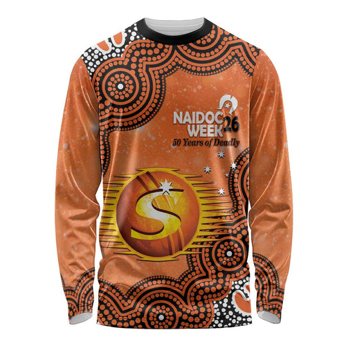 Perth Scorchers NAIDOC Week 2026 Custom Long Sleeve Shirt 50 Years Deadly Indigenous Art Glitter Effect